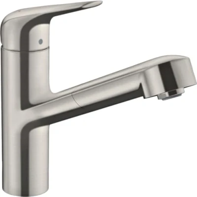 Immagine di hansgrohe Focus M42 Miscelatore cucina monocomando 150, bocca d&#039;erogazione estraibile, 1 getto, sBox, acciaio inox, 71829800