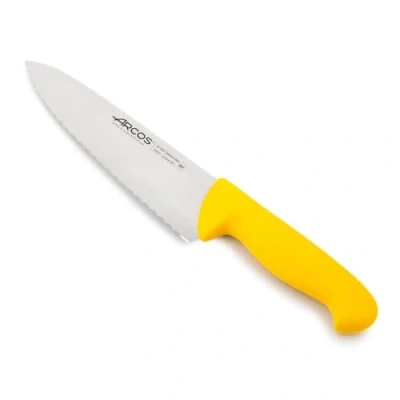 Immagine di Arcos Serie 2900 Coltello da Chef Cucina Lama Serrata Acciaio Inossidabile NITRUM 200 mm Manico Polipropilene Colore Giallo