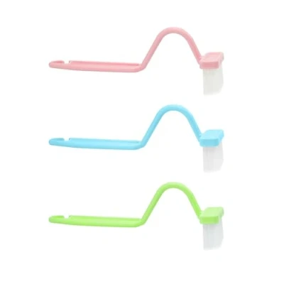 Immagine di 3 spazzole per WC, scopino WC con pulizia dei bordi, spazzola la del curvo portatile, detergente bordi (blu, verde, rosa)