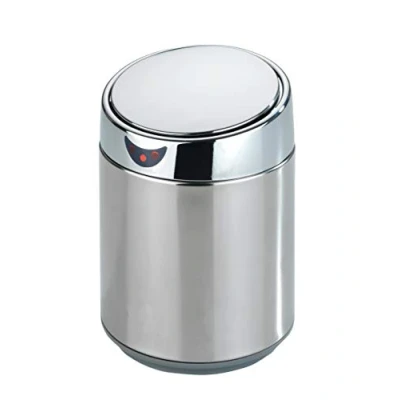 Immagine di Maximex Cestino da Tavolo e per Cosmetici con sensore 0,8 l Cromo, Apertura Chiusura Touch Free, Acciaio Inox, Contenitore Interno Estraibile, Ø 12 x 18 cm