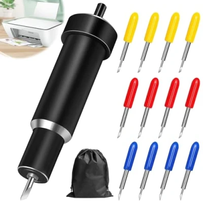 Immagine di DGUSO 12 Pezzi Lama a Punta Sottile Compatibile con Cricut,Lama Profonda+Alloggiamento,Lama per Taglio Profondo Explore Alloggiamento Cricut Make,Air,One,Explore 3