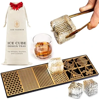 Immagine di Ash Harbor Vassoio trasparente per cubetti di ghiaccio, bourbon e cocktail in 5 secondi, stampo accessori baristi, ghiaccio trasparenti