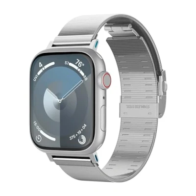 Immagine di Spigen Cinturino Sleek Link Compatibile con Apple Watch Series per Ultra 2/1 49mm, 10 46mm, 9/8/7/6/5/4 45mm/44mm e 3/2/1 42mm Argento