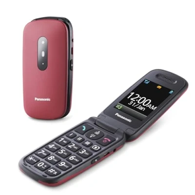 Immagine di Panasonic KX TU446EXR Telefono Cellulare Facilitato, Compatibile con Apparecchi Acustici, Ottimale per Anziani, Pulsanti Grandi Retroilluminati, Ampio Display, 600 Ore di Autonomia, Rosso