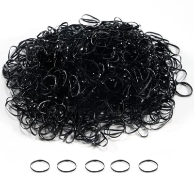 Immagine di Cheerhom 1500 elastici per capelli piccoli, mini in gomma bambini, donne, ragazze, trecce e acconciature quotidiane (nero)