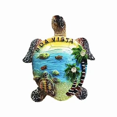 Immagine di Calamita da frigorifero con tartaruga marina 3D di Capo Verde, idea regalo per souvenir casa e cucina, collezione Cabo Verde