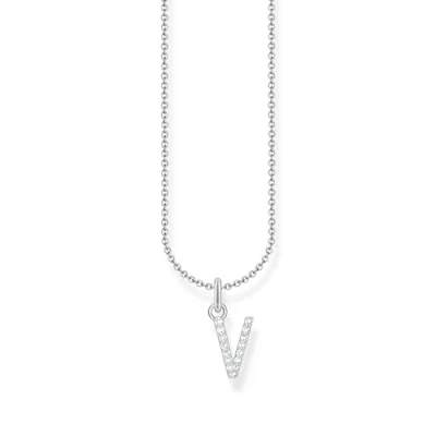 Immagine di Thomas Sabo Collana con lettera V, in argento Sterling 925 zirconi, Argento, KE2261 051 14