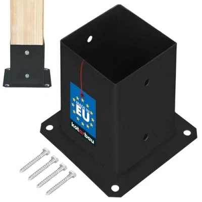 Immagine di KOTARBAU® Manicotto da avvitare, 90 x mm, pali quadrati in legno, per pavimento, recinzione, piastra di base, ancora, zincato a caldo, verniciato polvere