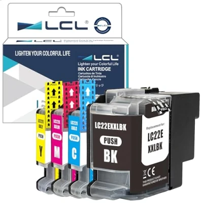 Immagine di LCL Cartucce d&#039;inchiostro Compatibile LC 22E LC22E LC22EBK LC22EC LC22EM LC22EY XXL Sostituzione per Brother MFC J5920DW (1Nero 1Ciano 1Magenta 1Giallo,4 Pack)
