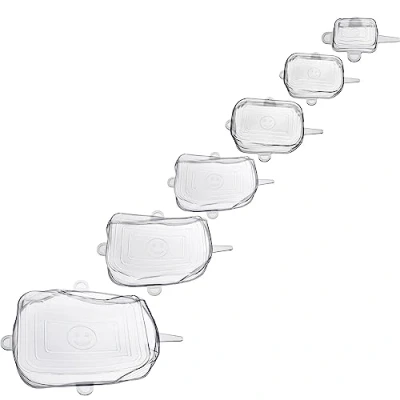 Immagine di Westmark coperchi ermetici quadrati in silicone espandibili e riutilizzabili per vari contenitori, anche la frutta, alternativa sostenibile silicone, 6 pz.