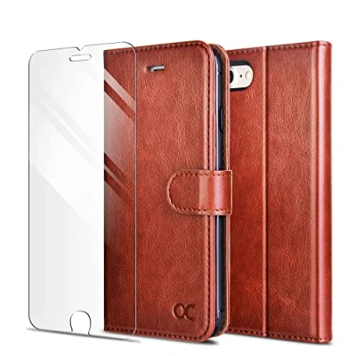 Immagine di OCASE Custodia iPhone SE 2020 / 2022, Cover 8 7 con TPU Antiurto Portatessere Portafoglio [Pellicola Protettiva Gratuita] per 7/8 e 2020/2022, Marrone