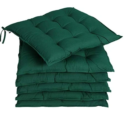 Immagine di Detex Set 6pz Cuscini per Sedia 45x45x5cm con Lacci Effetto Visco Interni Esterni Cuscino Coprisedia Verde
