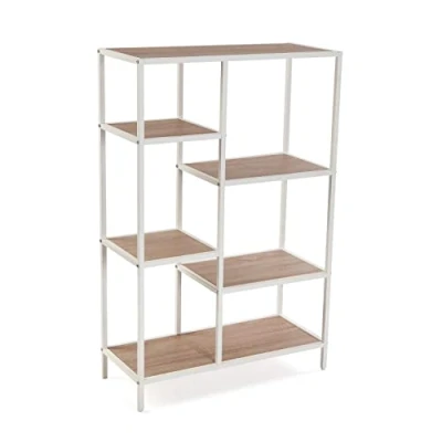 Immagine di VERSA Cedric Scaffale per Libri, Libreria Industriale Sala, Ufficio, Ingresso, con 6 Ripiani o mensole, Misure (A x L l) 109 30 70 cm, Legno e Metallo, Colore Bianco Marrone