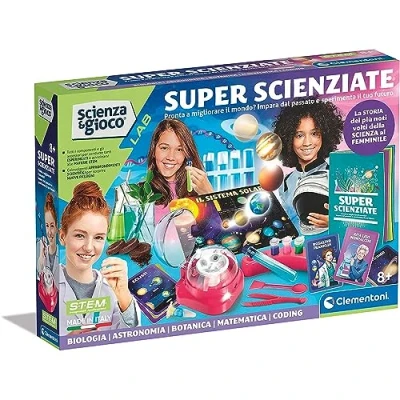 Immagine di Clementoni Gioco Lab Super scienziate Chimica, Kit esperimenti Scienza, Laboratorio scientifico 8 Anni, Manuale in Italiano, Made Italy, Multicolore, 19244