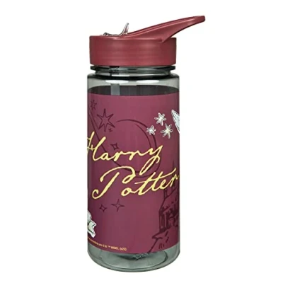 Immagine di Scooli Borraccia Harry Potter per bambini con motivo in plastica senza BPA capacità circa 500 ml cannuccia integrata ideale l&#039;asilo e la scuola