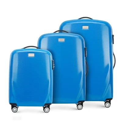 Immagine di WITTCHEN PC Ultra Light Bagagli rigidi Valigia da viaggio trolley Set di 3 valigie in policarbonato Quattro ruote doppie Lucchetto TSA Manico alluminio telescopico Taglia (S+M+L) Blu