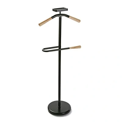 Immagine di VERSA Cham Servo Muto Moderno e Multifunzionale, Appendiabiti Indossatore per Camera da Letto Spogliatoio, Misure (A x L l) 108 44 25 cm, Metallo, Colore Nero Legno