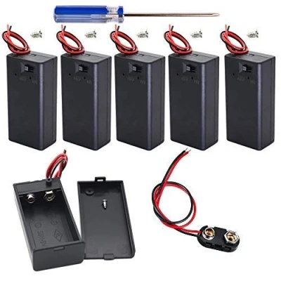 Immagine di GTIWUNG 6 Pezzi 9V Custodia per batterie in plastica con interruttore ON/OFF, x Supporto Connettore Clip Batteria 15cm cavo (Nero)