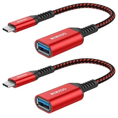 Immagine di NIMASO Adattatore USB C A 3.0 [ OTG 2 Pezzi]，Adattatore Tipo per Trasmissione Dati e Caricare MacBook PRO 2017/2016, Google Chromebook Pixel, Nokia N1，ECC Rosso