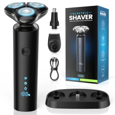 Immagine di ETROBOT Rasoio Elettrico Barba, 3 in 1 Capelli Uomo, Wet &amp; Dry, Regolabarba Da Uomo Ricaricabili Impermeabile IPX7 Cordless con Testa Magnetiche Ricarica USB C