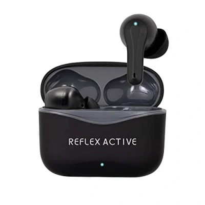 Immagine di Reflex Active Cuffie inear PRO TWS con BT5.2 cancellazione attiva del rumore e funzione di trasparenza Safe Space. Finitura in gomma nera logo sulla custodia