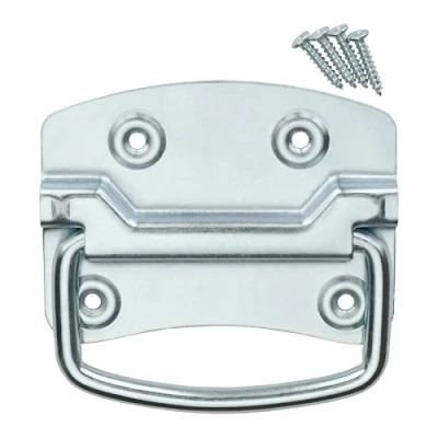 Immagine di SOTECH 1 paio Maniglie per casse (104 x 78 mm, acciaio, zincato argento) Maniglia mobili pieghevole l&#039;avvitamento con viti di fissaggio incluse