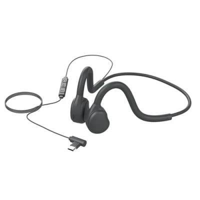 Immagine di GZCRDZ auricolari a conduzione ossea, con cavo di tipo C, microfono integrato anti sudore, sportivi USB C aperti