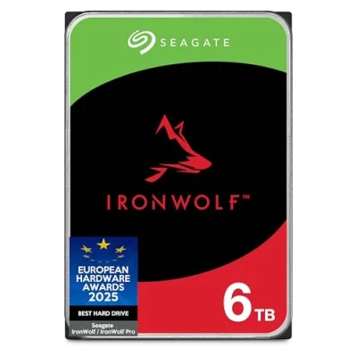 Immagine di Seagate IronWolf, 6 TB, Disk Interno NAS, SATA da Gbit/s, CMR 3,5&quot;, 5400 giri/min, cache 256 MB, NAS RAID, 3 anni Rescue Services, Imballaggio Senza Frustrazioni (ST6000VNZ06), Amazon Exclsusivo