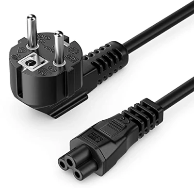 Immagine di deleyCON 2m Cavo di Alimentazione Rete Corrente Spina con Impianto Terra Tipo F (CEE 7/4) 90 a IEC C5 Femmina 2,5 Amp Trifoglio TV Monitore Schermo Laptop Nero