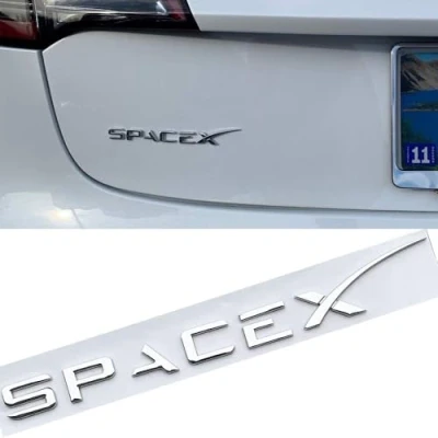 Immagine di XYHAOAI Inserto per portellone Posteriore con Logo in Rilievo 3D, Lettere, emblemi Posteriori compatibili Tesla Model 3/S/X/Y, Supporto Adesivo 3M,Argento,SpaceX