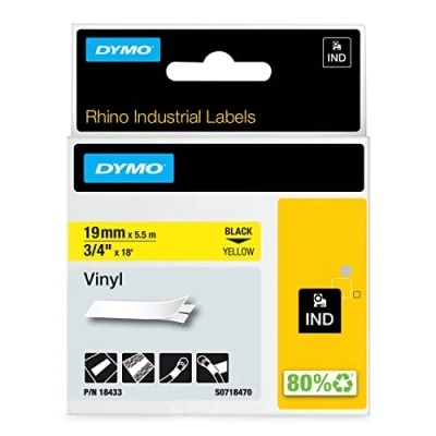 Immagine di DYMO 18433 Cassetta nastro Vinile Colore Nastro: Giallo carattere: Nero 19 mm 5.5 m