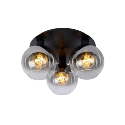 Immagine di Lucide Plafoniera Marius, nera, Ø 50 cm, vetro, a 3 luci