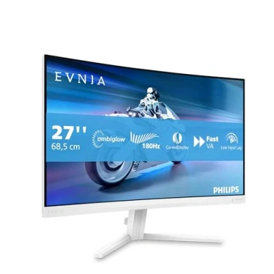 Immagine di Philips Evnia 27M2C5201L Monitor gaming curvo FHD da 27 pollici, 180 Hz, 1 ms GtG, FreeSync Prem. (1920x1080, 2x HDMI 2.0, 1x DP 1.4) bianco