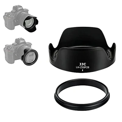 Immagine di JJC paraluce in metallo per Nikon NIKKOR Z MC 50 mm F2.8 Macro, reversibile con anello adattatore, riduce il flare dell&#039;obiettivo previene la riflessione protegge le lenti