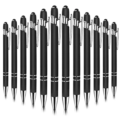 Immagine di Penna a Sfera Stilo 12 Pezzi Touch Screen Retrattile 2 In 1 Capacitiva Penne per Nero Inchiostro 1.0 mm Colore