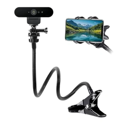 Immagine di Sporgo supporto webcam: regolabile a collo di cigno da 25&quot;, Webcam con filettatura 1/4&quot;, per Logitech C925e C922 C930 C920 C615 (filettatura 1/4&quot;)