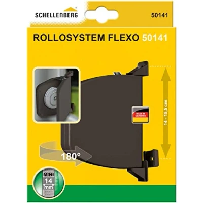 Immagine di Schellenberg 50141 Avvolgitore FLEXO Mini marrone, pieghevole aperto, per tapparelle avvolgibili, 14 cm, girevole a 180 gradi, Spaziatura dei fori 15,5 cm