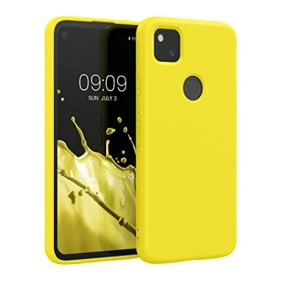 Immagine di kwmobile Custodia Compatibile con Google Pixel 4a Cover Back Case per Smartphone in Silicone TPU Protezione Gommata giallo radiante