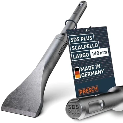 Immagine di Presch SDS plus Scalpello largo Tagliente 30 mm, estremamente robusto e durevole per tutti i lavori di demolizione (lunghezza 140 mm) Acciaio ad alte prestazioni colpi potenti