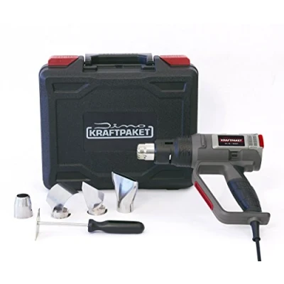 Immagine di Dino 130221 Pistola ad Aria Calda Professionale, 2000 W, 50 650 C, 250 500 l/min, 4 Punti di ingrandimento con Display LCD, Elemento riscaldante in Ceramica, Valigetta e ugelli
