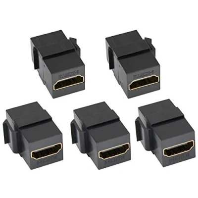 Immagine di AAOTOKK 4K HDMI Keystone Accoppiatore, Placcato in oro Femmina a Jack Inserire 3D Audio Video Adattatore per Piastra Pparete Pannello di Uscita (Nero/5 Pezzi)