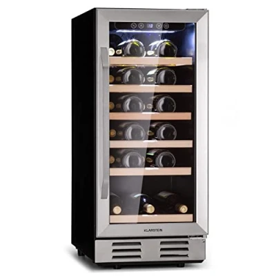 Immagine di KLARSTEIN Cantinetta Vino Refrigerata a Zona Singola per Interno/Esterni, Frigo Bar, Cantina con Vetrina, Mini Protezione UV, Frigorifero Piccolo Touch Control, 5 18C 31 Bottiglie