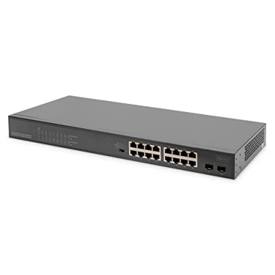 Immagine di DIGITUS 16 porte Gigabit + 2 SFP PoE Switch di rete Non gestito 247W Power Budget 10/100/1000 Mbps