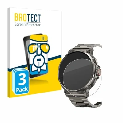 Immagine di brotect Pellicola Protettiva Vetro per Tesofit Smartwatch 1.85&quot; (rotondo) Protezione Schermo (3 Pezzi) [Durezza Estrema 9H, Chiaro]