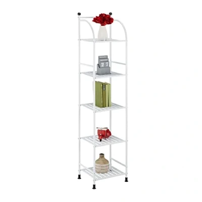 Immagine di Relaxdays Scaffale in Metallo, HxLxP: 145 x 33 28 cm, Mobiletto Cucina e Bagno, 5 Ripiani, Mensole Multiuso, Bianco, Lega di Acciaio