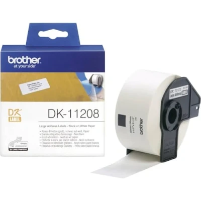 Immagine di Brother dk 11208 black on white address labels 38x90mm direct thermal 1 roll DK11208