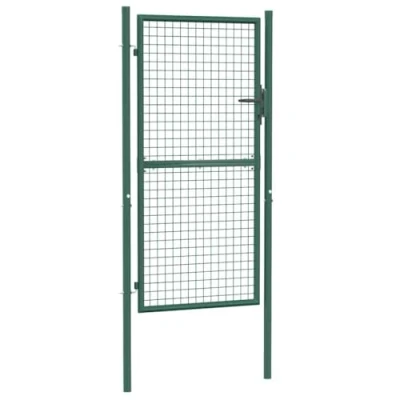 Immagine di vidaXL Cancello per Recinzione Robusto Durevole Privacy con 2 Pali Serratura e Chiavi Ingresso Pedonale in Acciaio 100x175 cm Verde