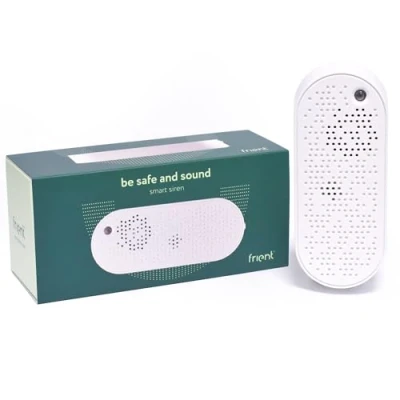 Immagine di frient Smart Siren Allarme intelligente di sicurezza 90 dBm Protezione antifurto Batteria backup amplificatore gamma Zigbee Funziona con SmartThings, Home Assistant e Homey