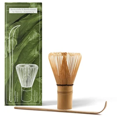 Immagine di tè machta set di frusta Matcha (Chasen) e cucchiaio (Chashaku) fatte a mano in bambù Kit per la preparazione del tradizionale giapponese
