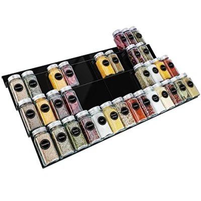 Immagine di Wizsofer Cassetto Portaspezie, Organizzatore per Spezie in Acrilico Combinabile Gratuitamente, Portaspezie Salvaspazio Cassetto, da 13&quot; a 26&quot; Inserto Porta